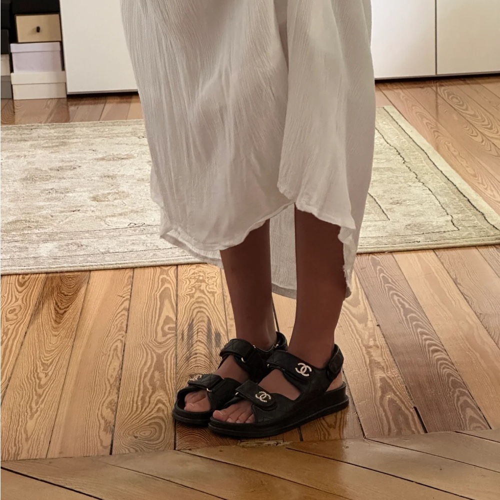 CHANEL Black Leather Sandals - Picture 2 of 6
